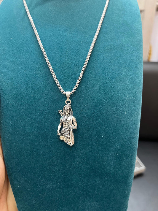 Lord Ram Premium Silver Pendant Chain