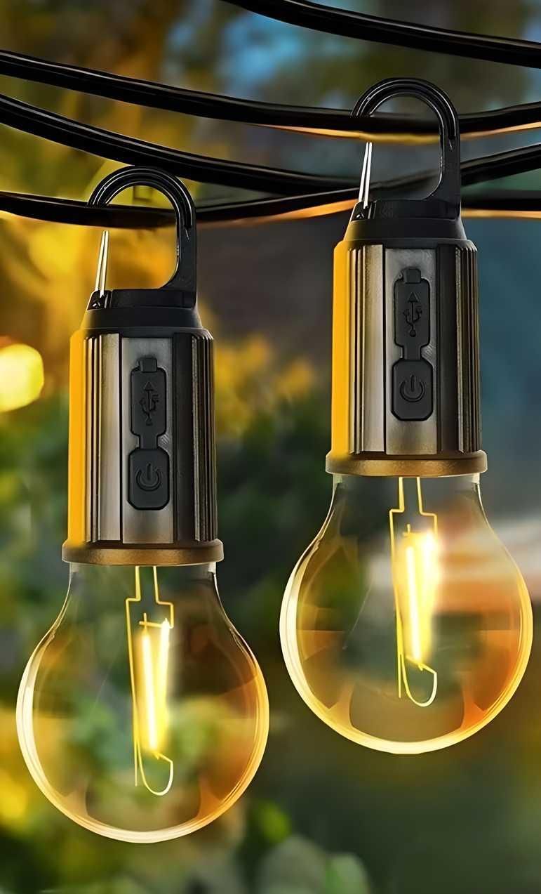 Illuminate Your Adventure: Rechargeable Hanging Bulb with 3 Modes - Perfect Camping Companion ( Pack of 2)