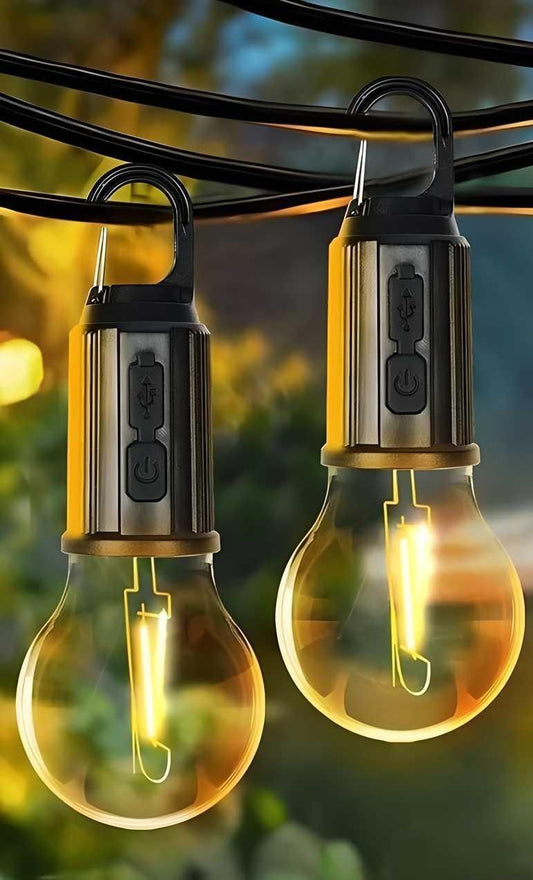 Illuminate Your Adventure: Rechargeable Hanging Bulb with 3 Modes - Perfect Camping Companion ( Pack of 2)